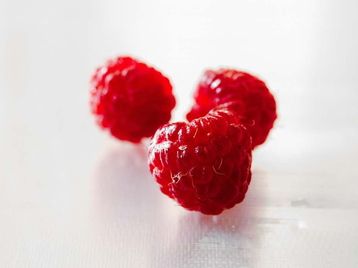 fruit three red raspberries raspberry