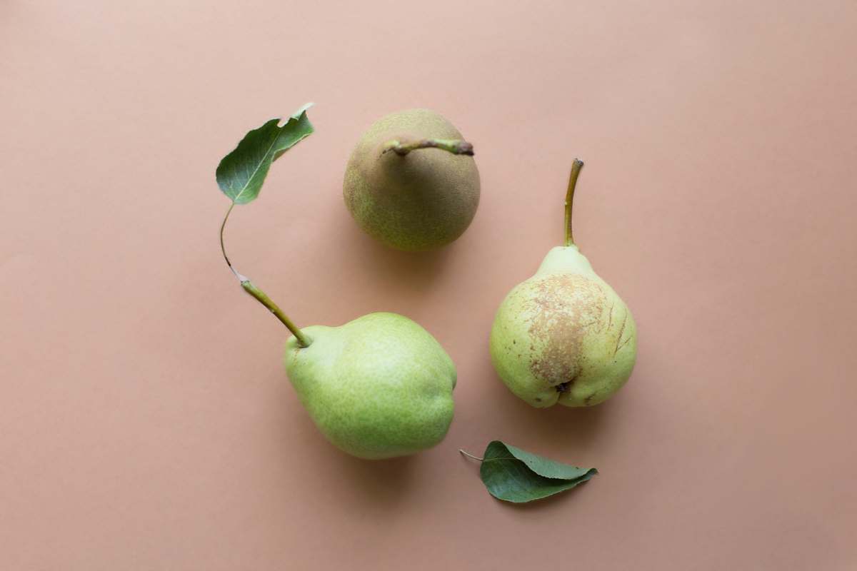 fruit three yellow peach fruits pear