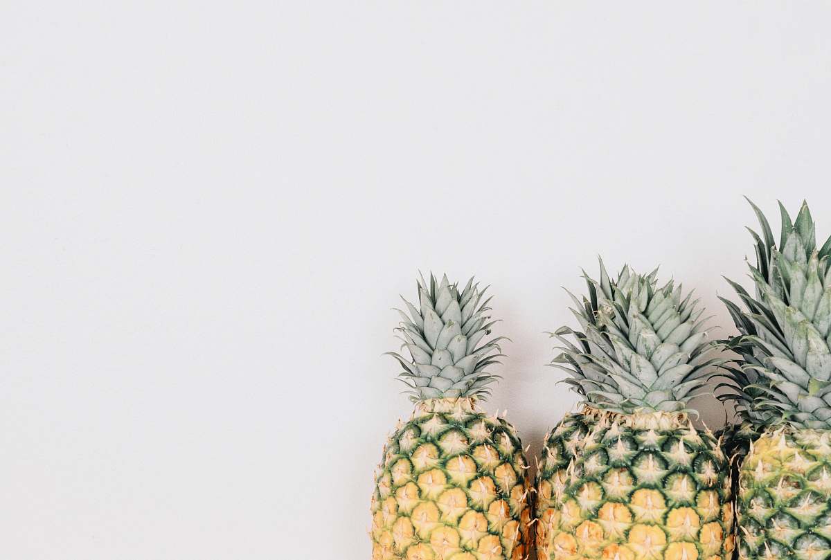 fruit three yellow pineapples pineapple