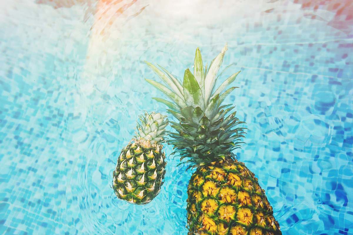 fruit two pineapples on body of water pineapple