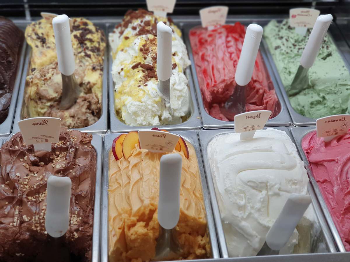 cream variety of ice creams dessert