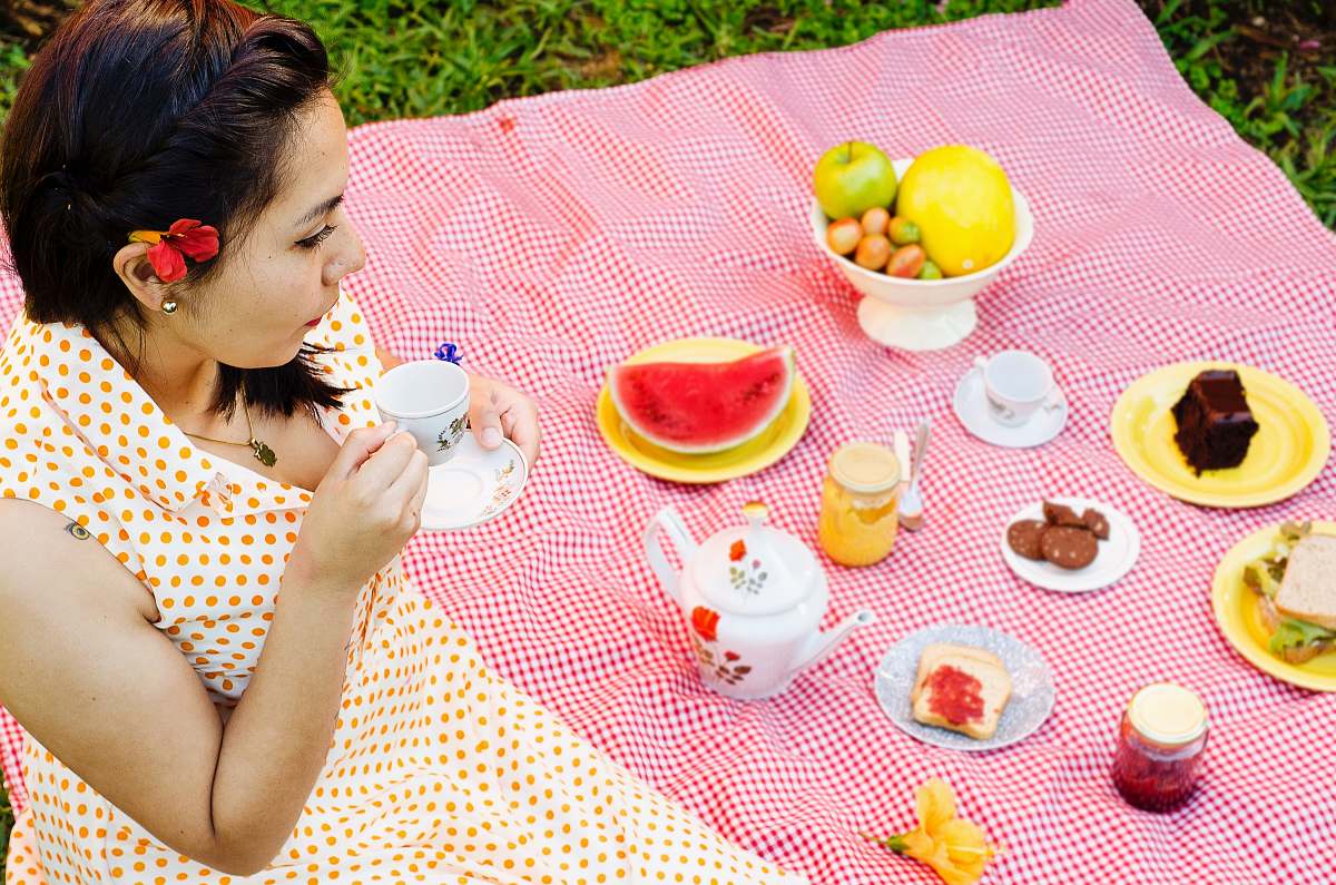 meal woman on a picnic vacation