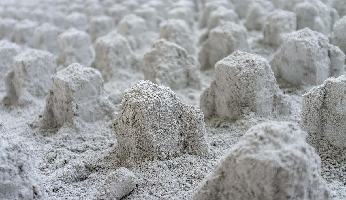 flour macro photography of stone formations powder
