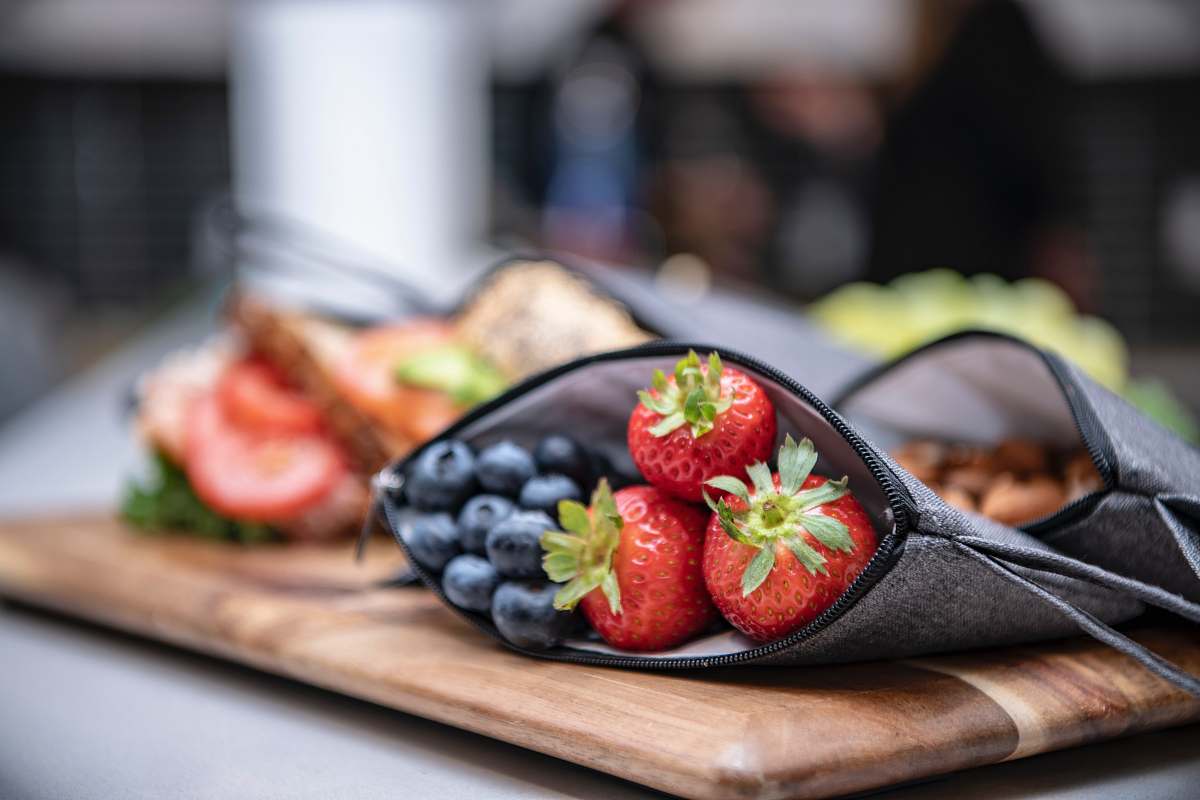 food assorted fruits on chopping board strawberry