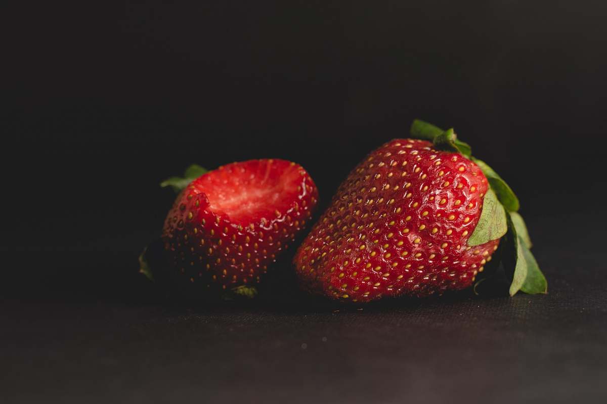 fruit two strawberries food