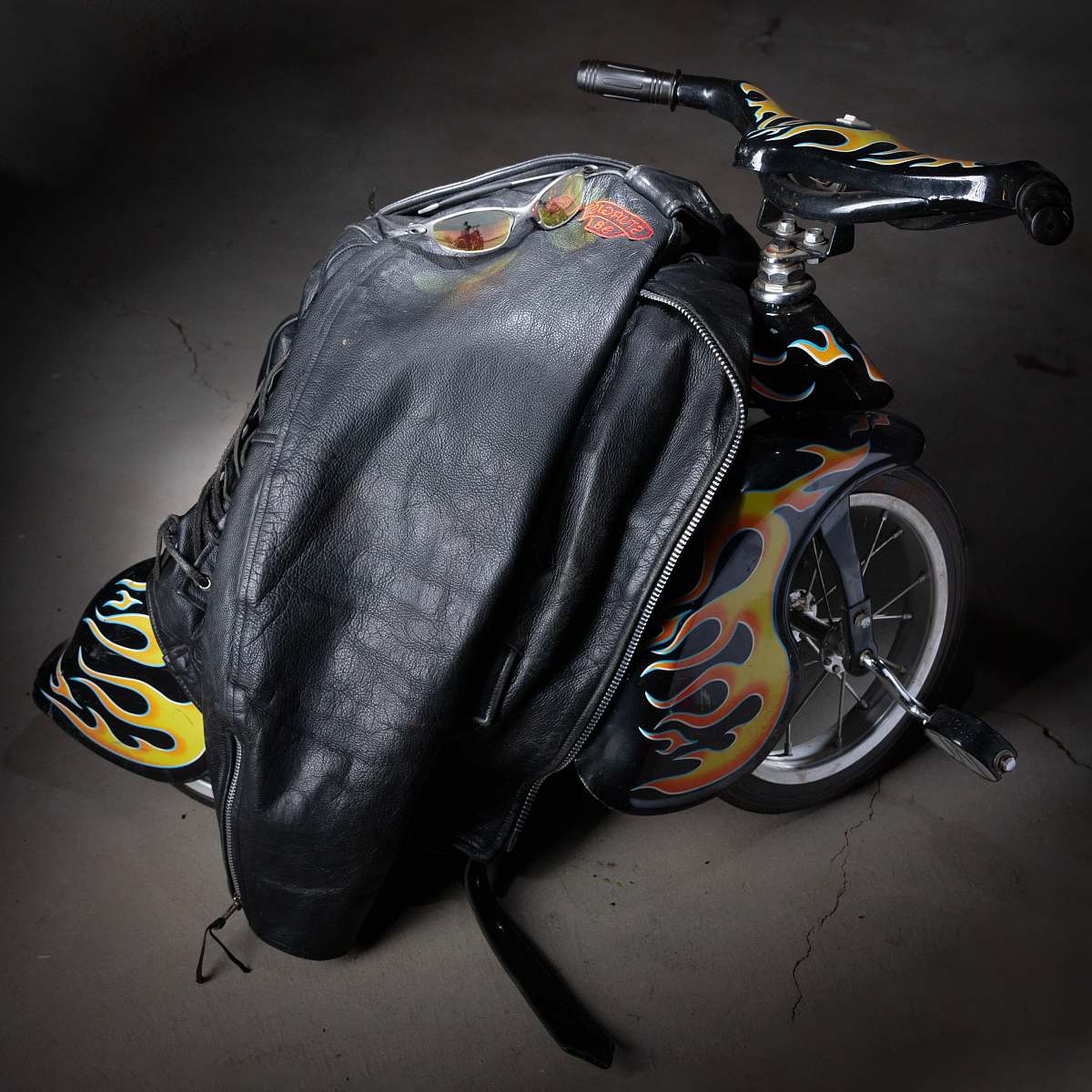 clothing black leather jacket machine