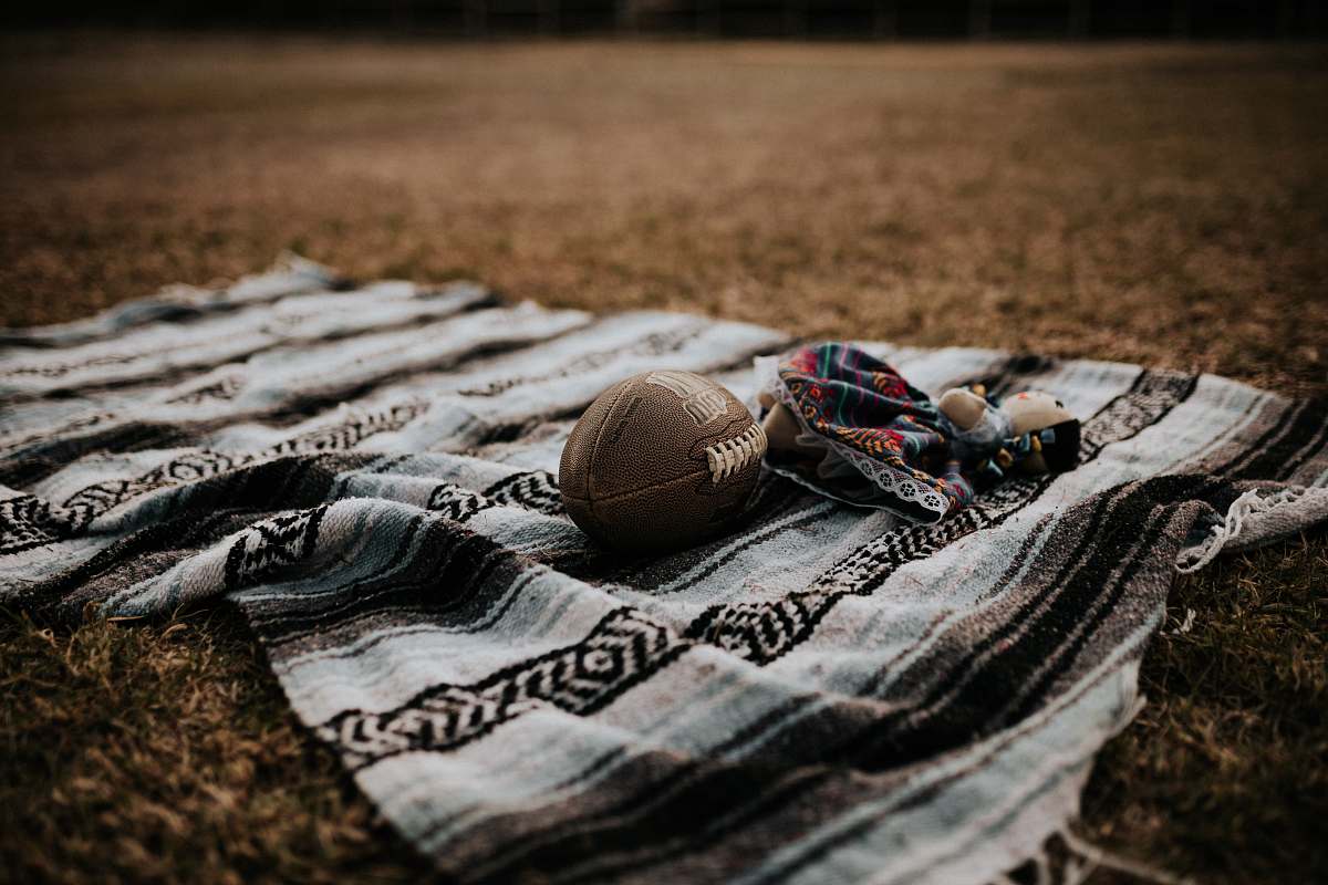clothing brown football on grey textile sport