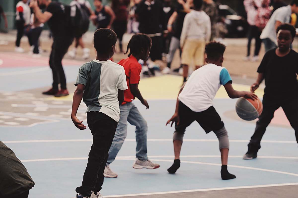 shoe children playing street basketball footwear