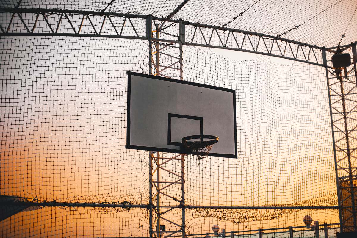 sport basketball rim during sunset sports