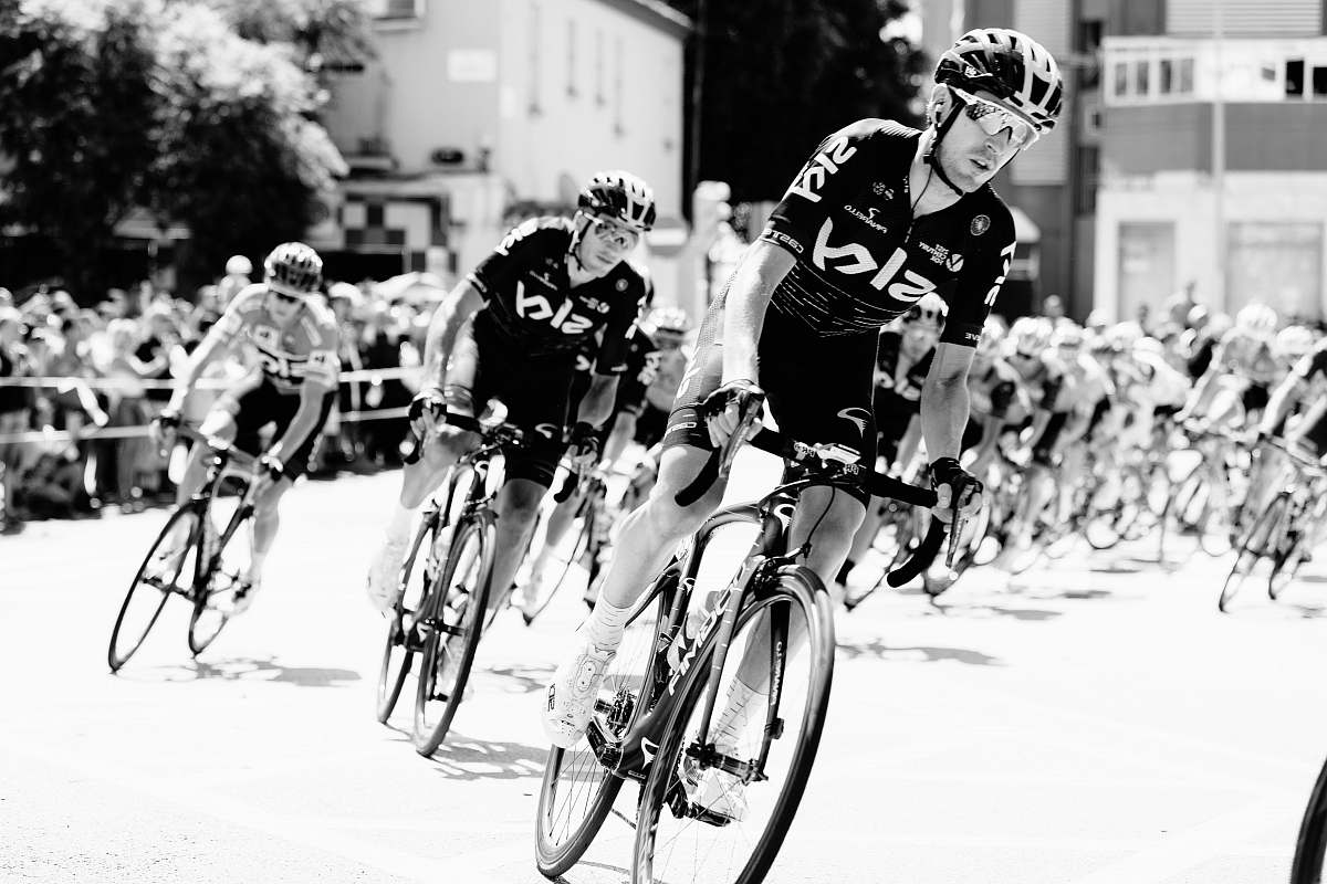 bicycle grayscale photo of cyclist bike