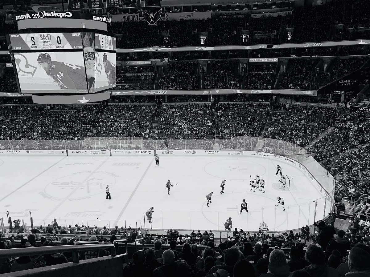 crowd ice hockey players on ice hockey arena washington