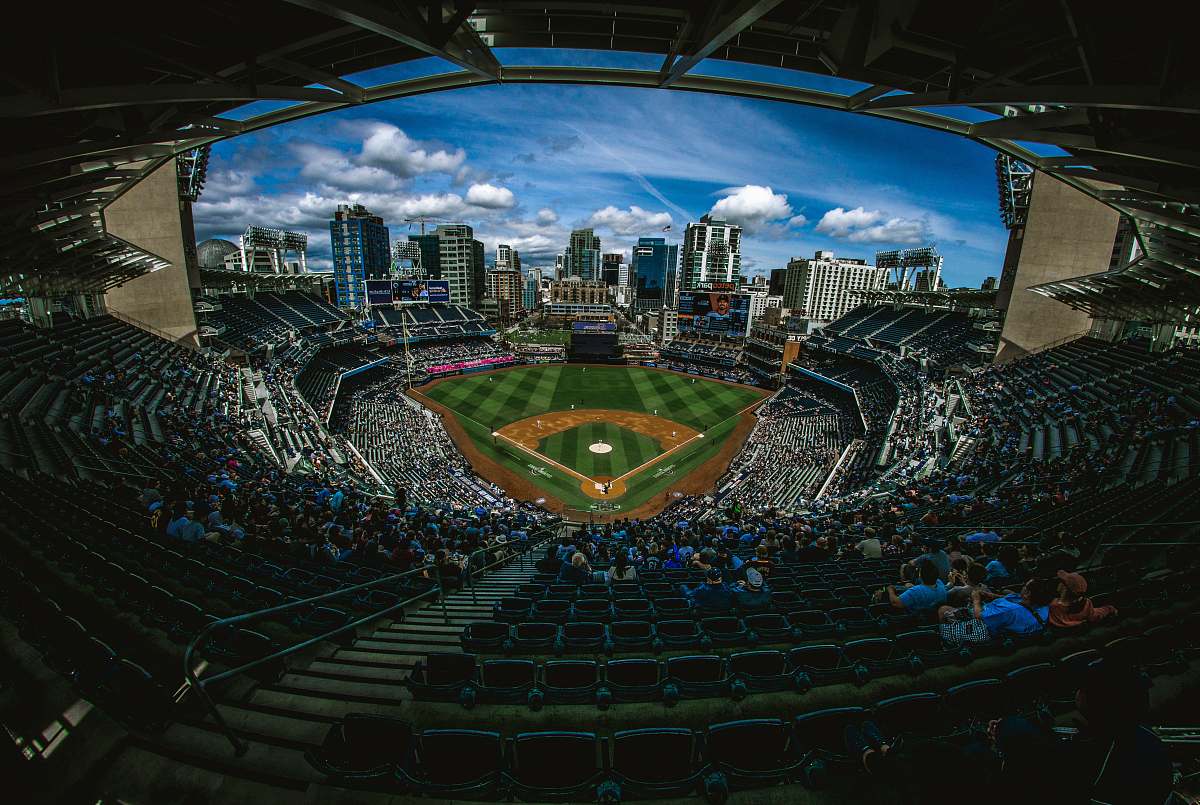 stadium aerial photography of ballpark stadium surrounded by crowd of people arena
