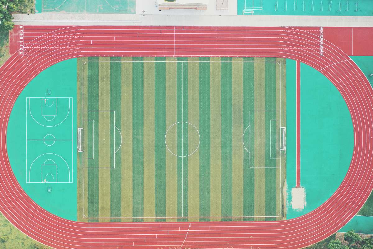 field blue and gray sports court arena