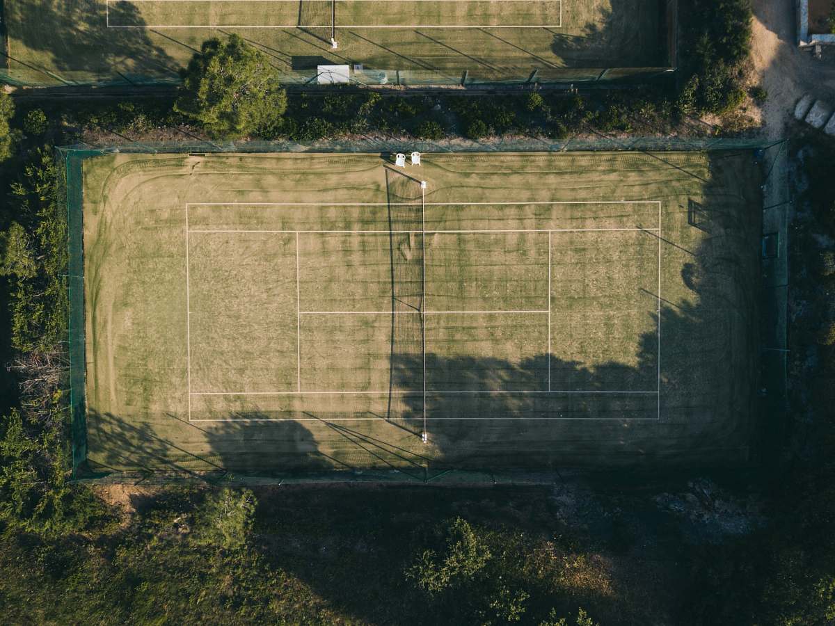 building aerial view of tennis court france