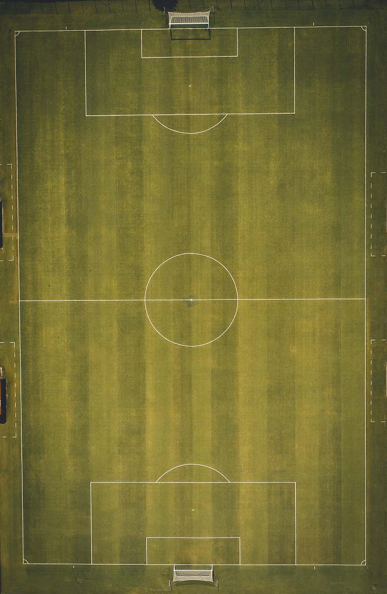building green soccer field in aerial photography arena
