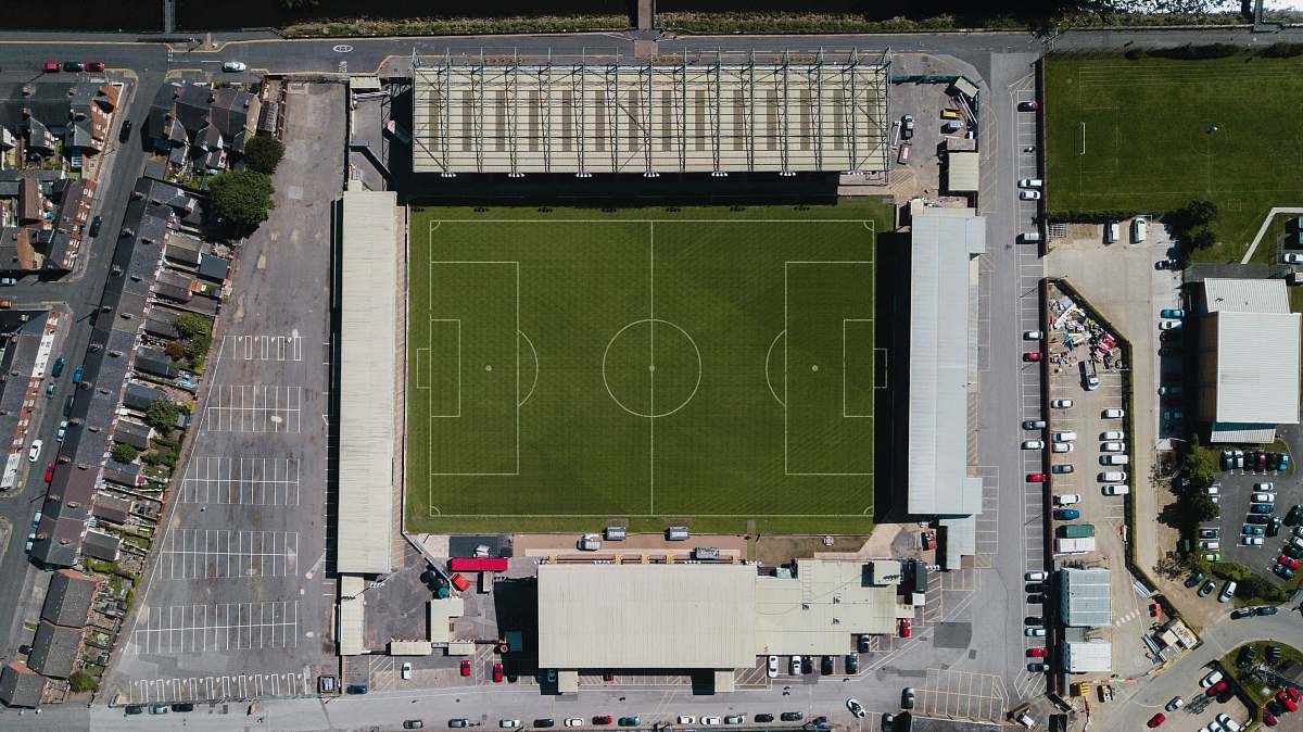 stadium green soccer field building