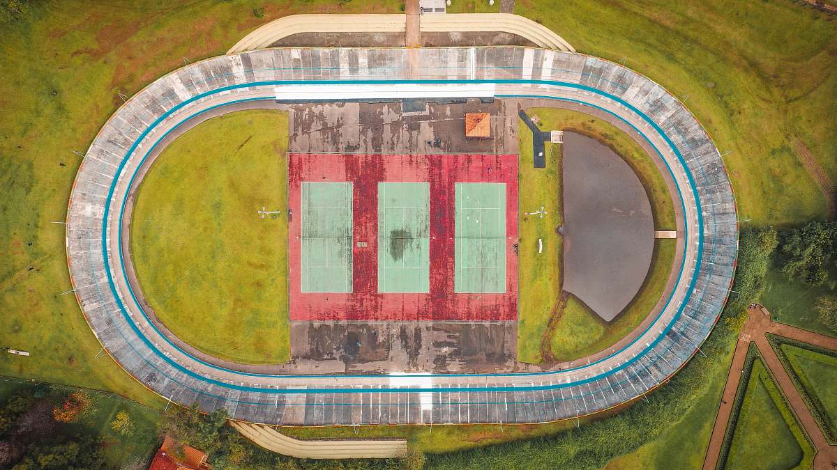 building oval grey and red stadium r. engo. ostoja roguski