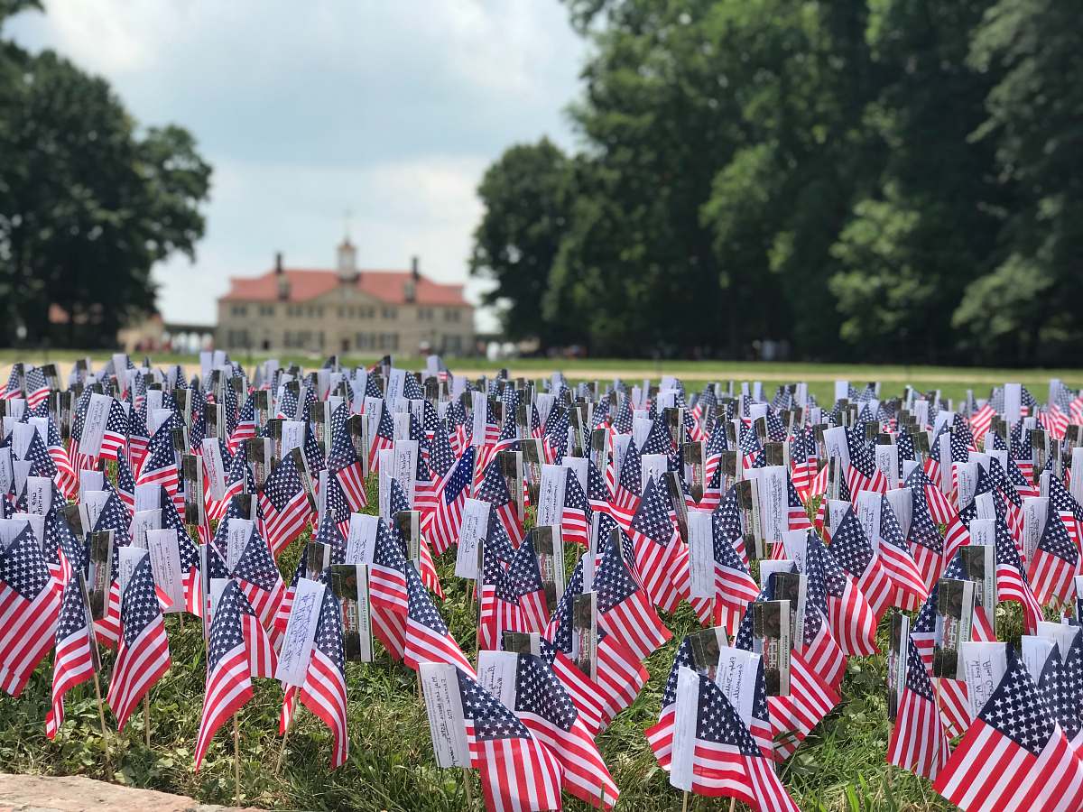 chair U.S.A. flaglets on grass field furniture