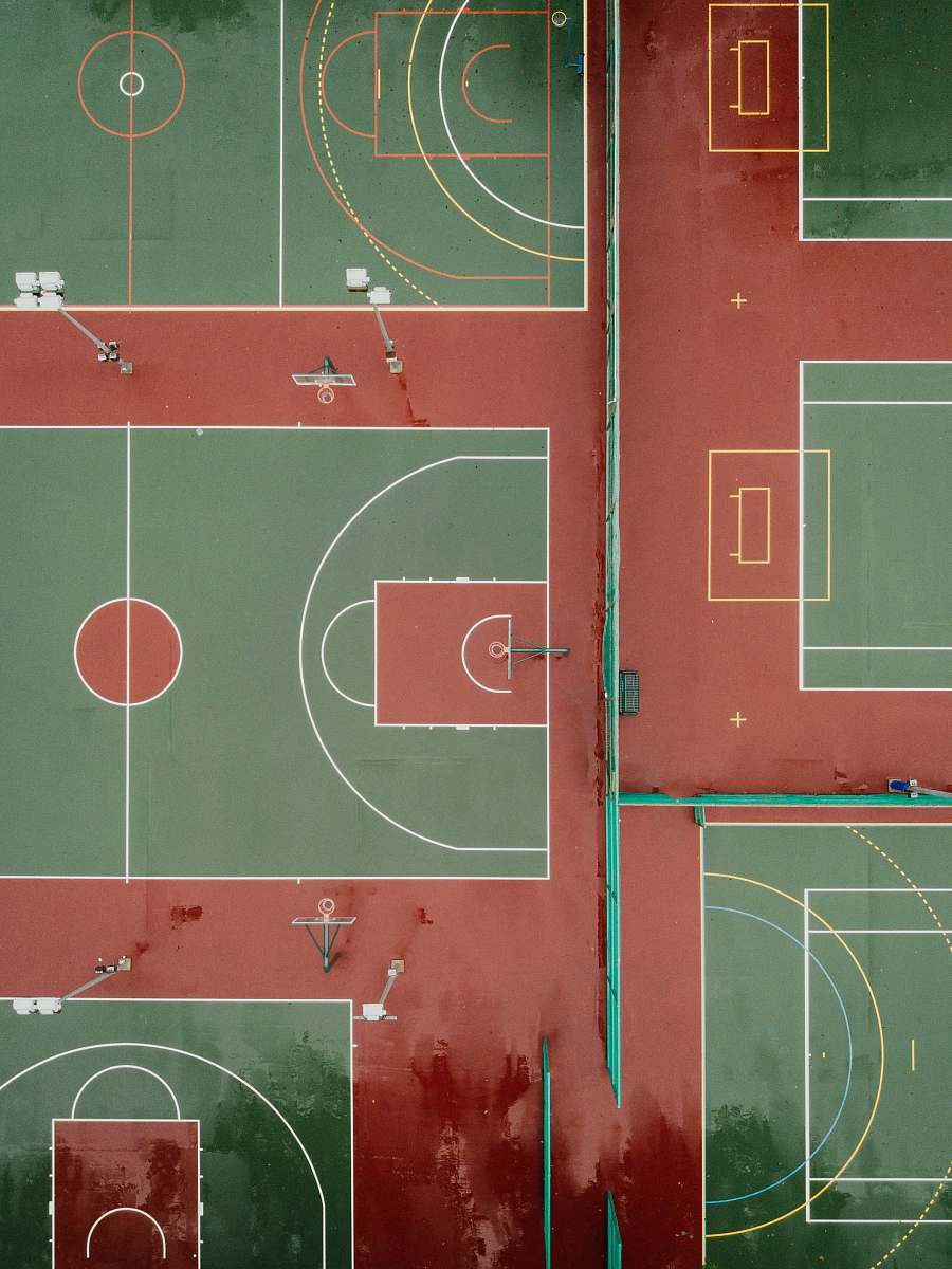 basketball aerial photography of basketball court team sport