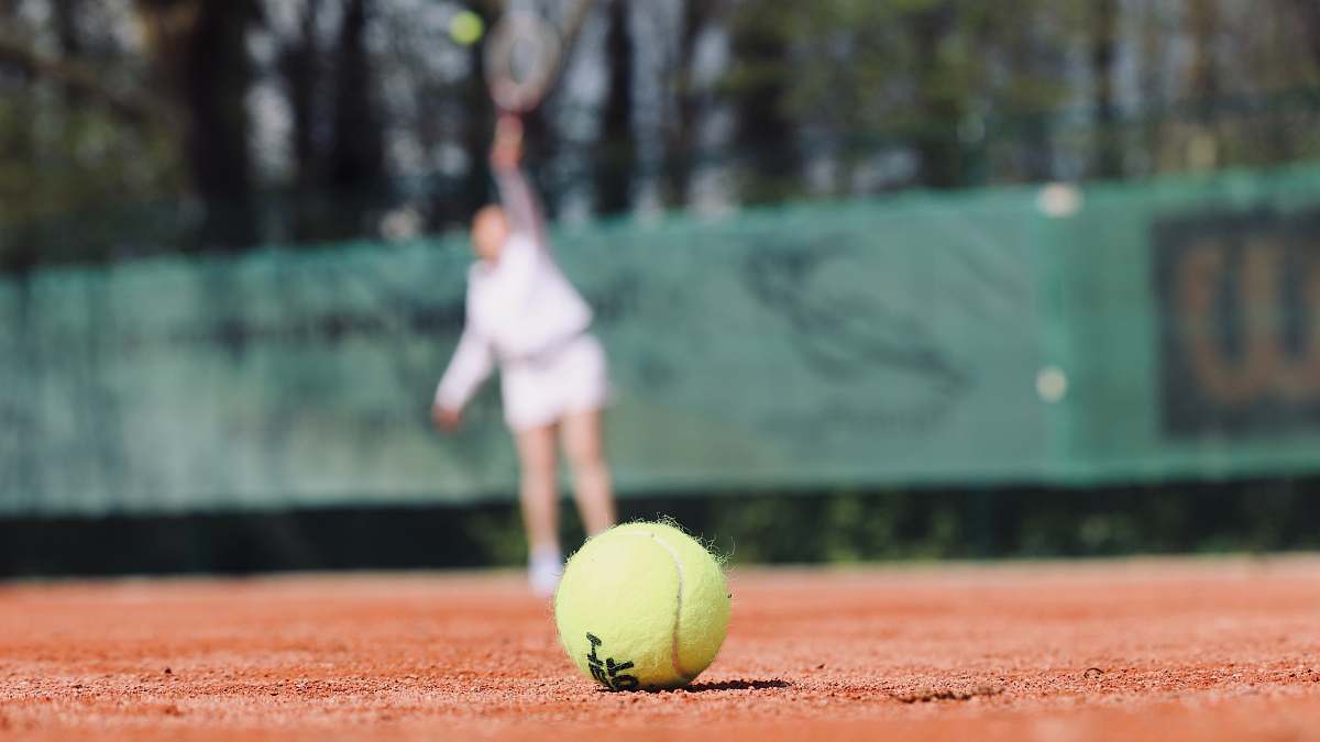 ball green lawn tennis ball on ground tennis