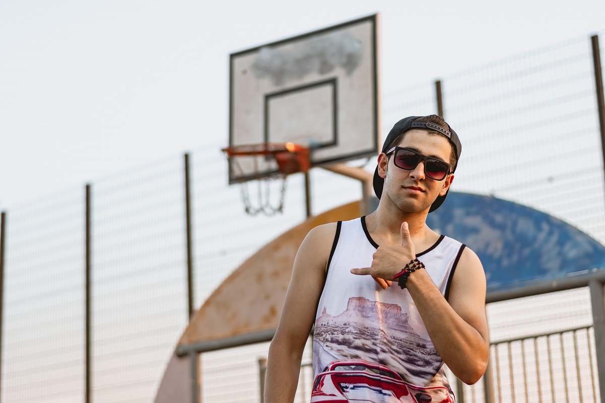 person man standing near basketball hoop accessories
