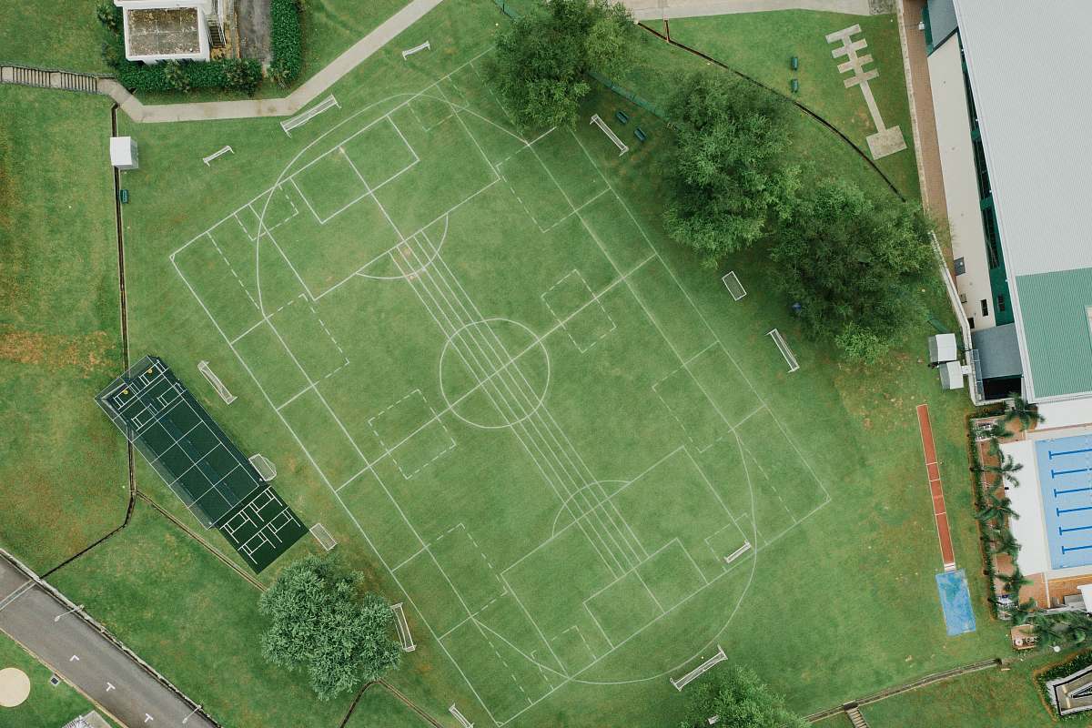 sport top view photography of game field people