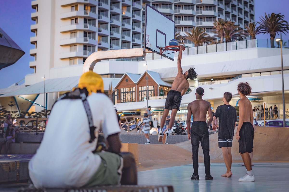 person topless man dunking basketball apparel