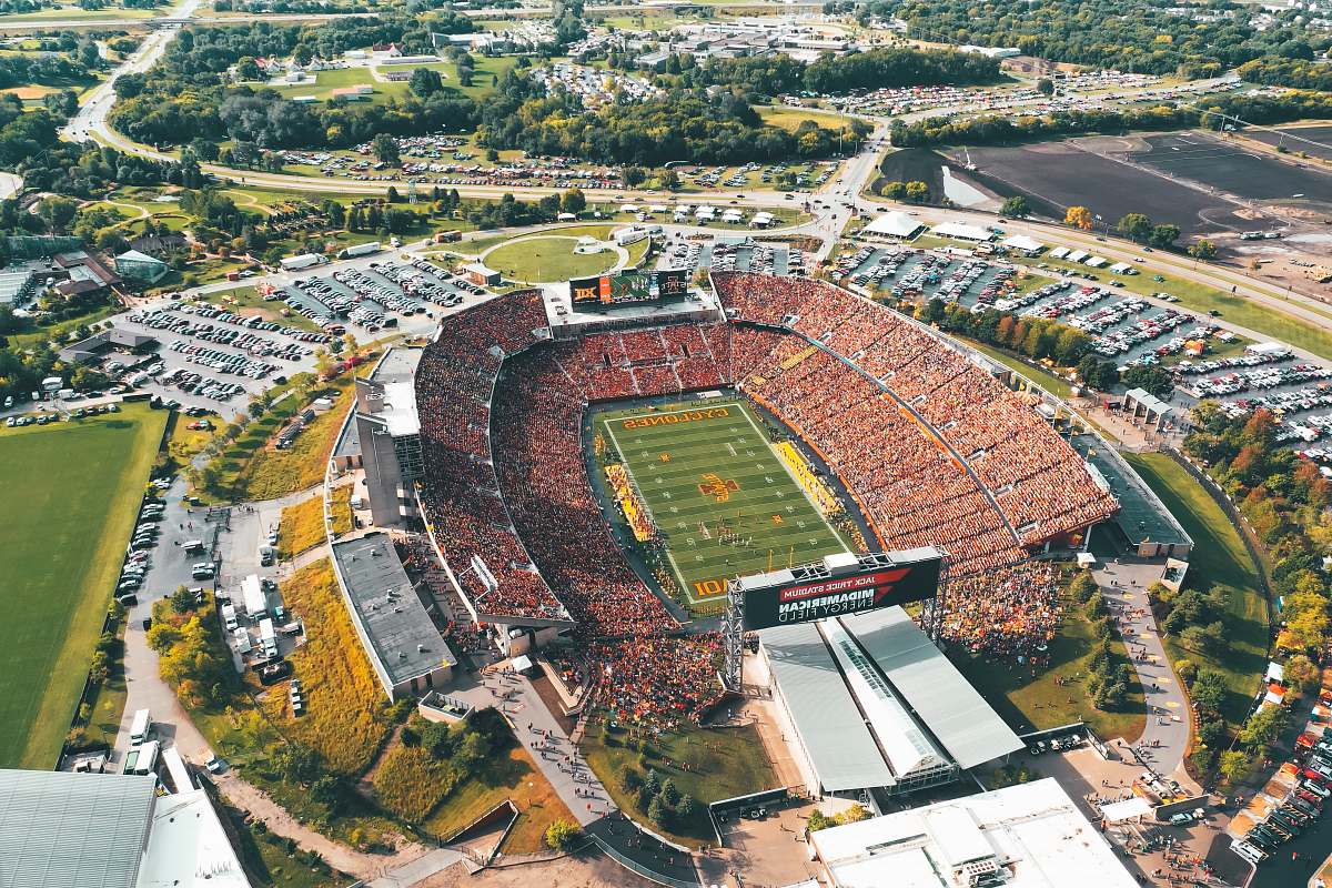 nature aerial photography of stadium during daytime outdoors