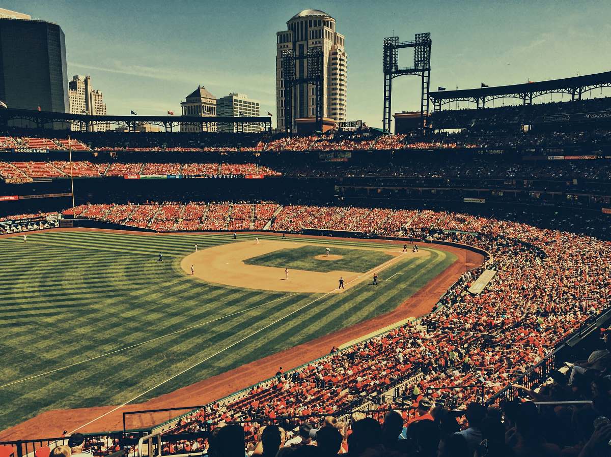 outdoors high-angle photography of baseball field aerial view