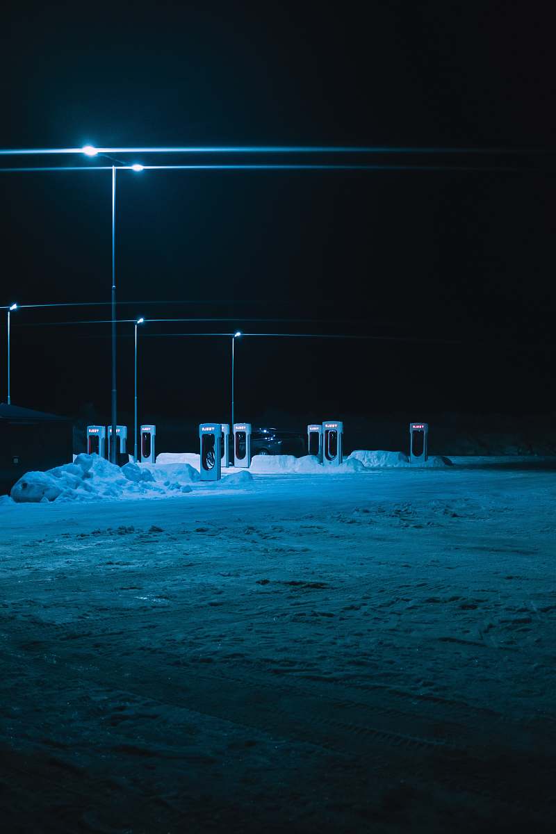 nature four gray light posts outdoors