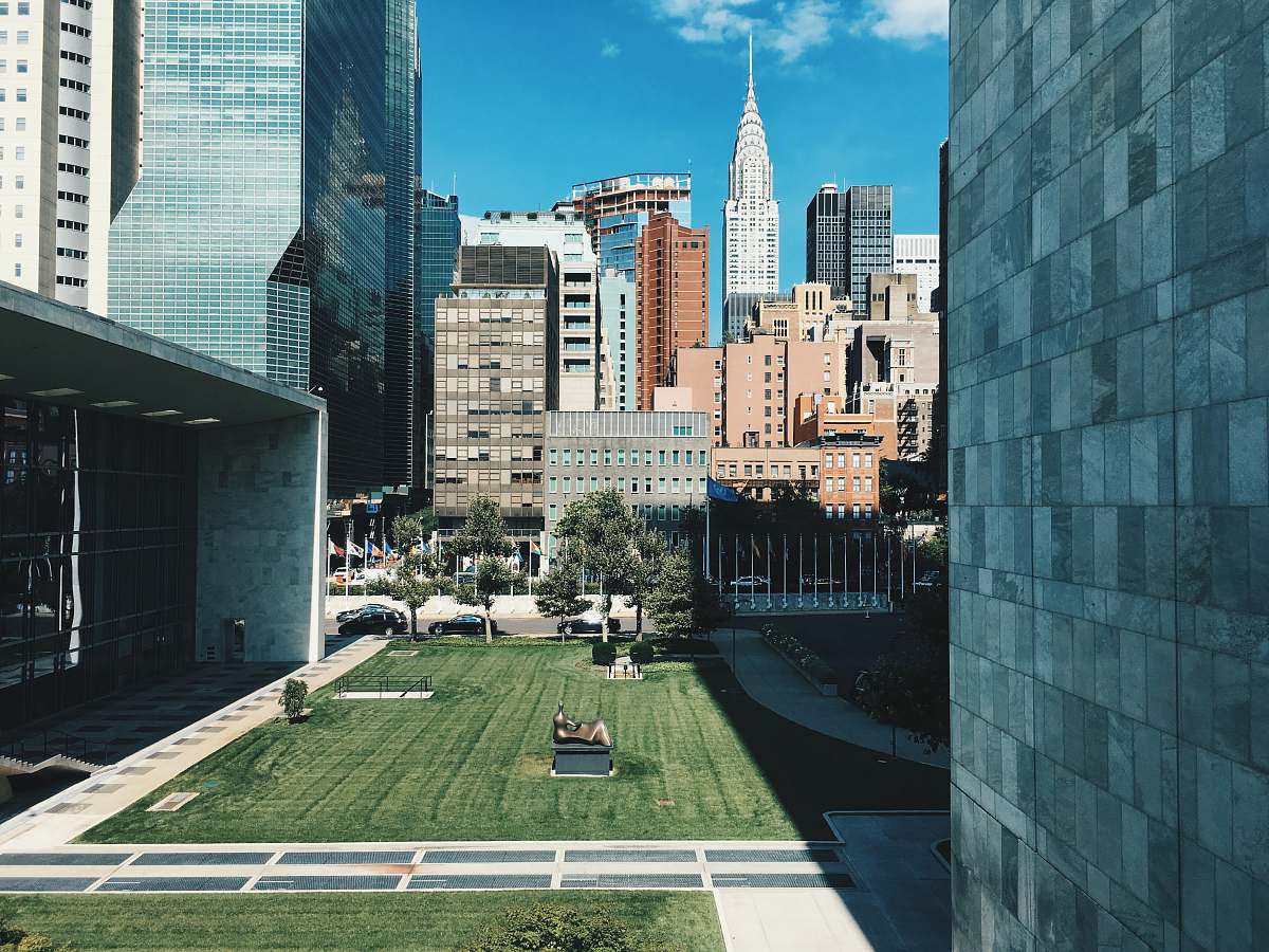 building green grass field city