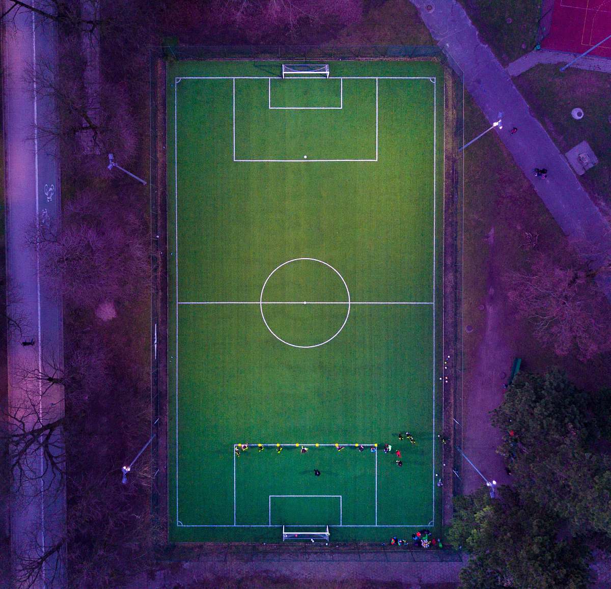 green aerial view of tennis court warsaw