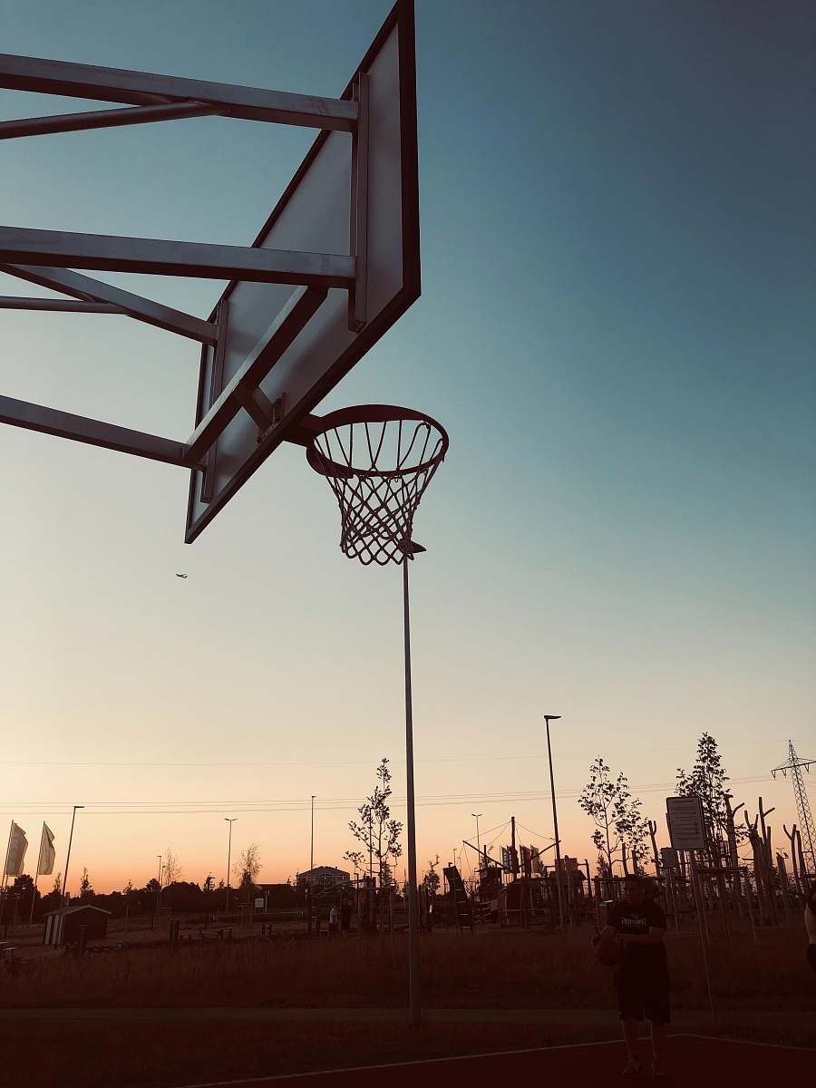 Basketball Basketball Court During Sunset Basketball Court Image Free Photo