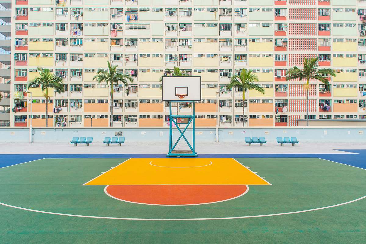 basketball basketball gym near concrete building basketball court