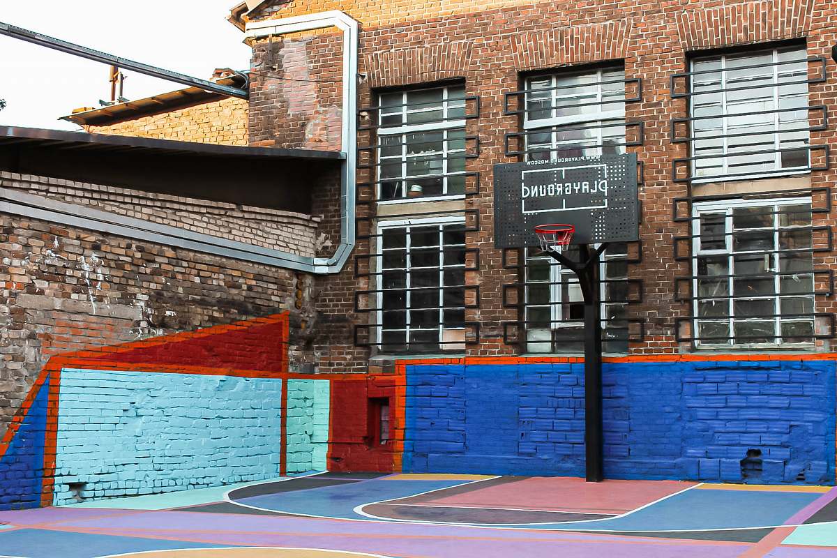 sports black basketball hop by the building wall team