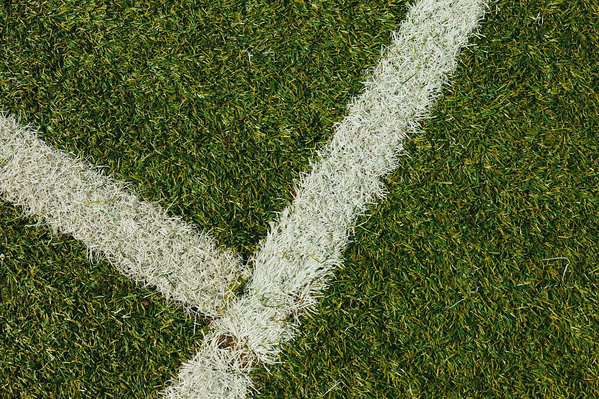 field green grass field with white paint stadium
