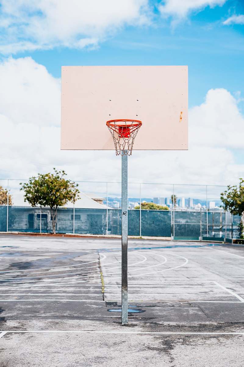 basketball shallow focus of white and red basketball hoop team