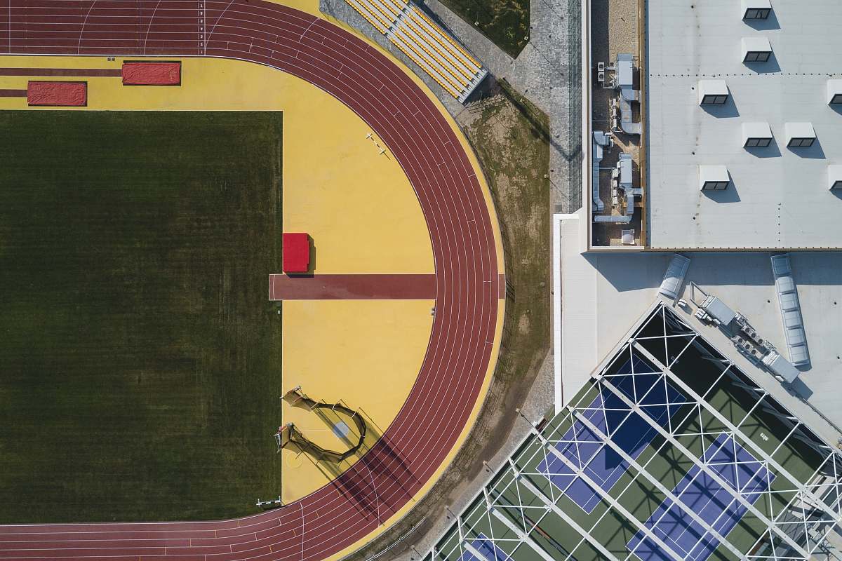 sports top view of stadium brown