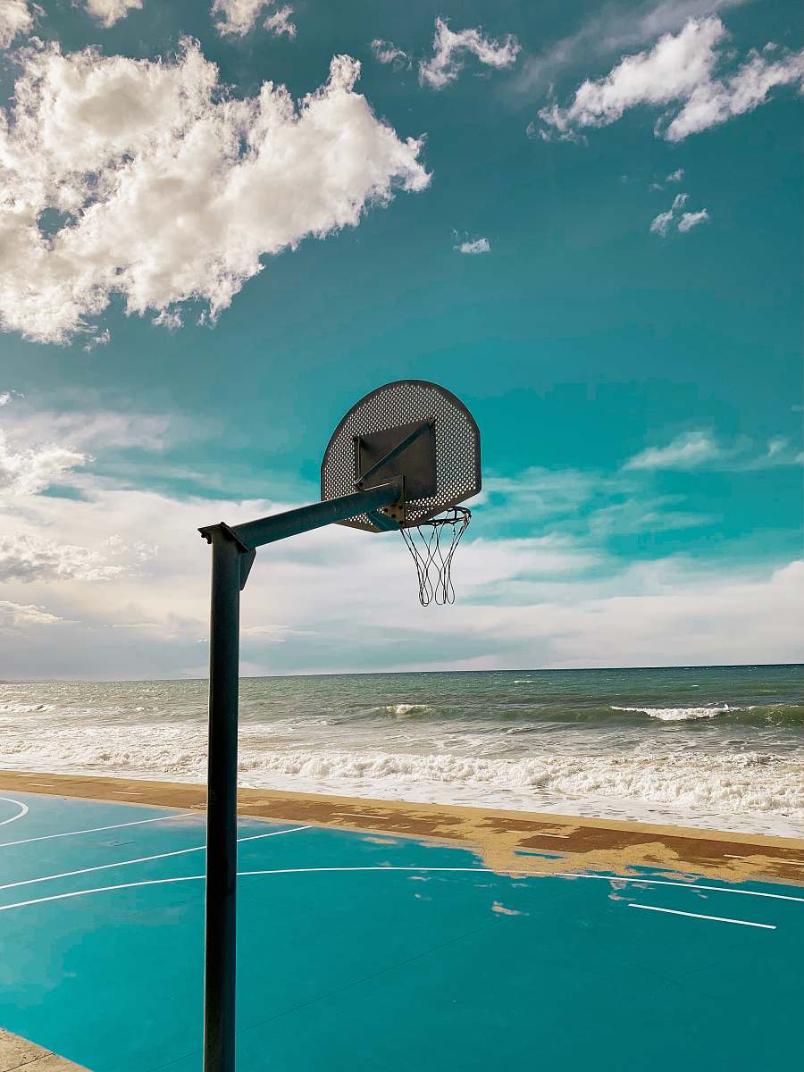 sports white and black basketball hoop basketball