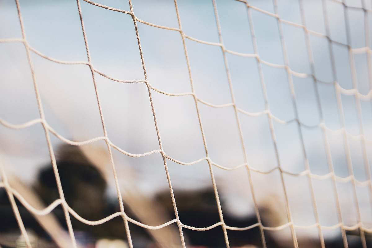 grey white mesh net football