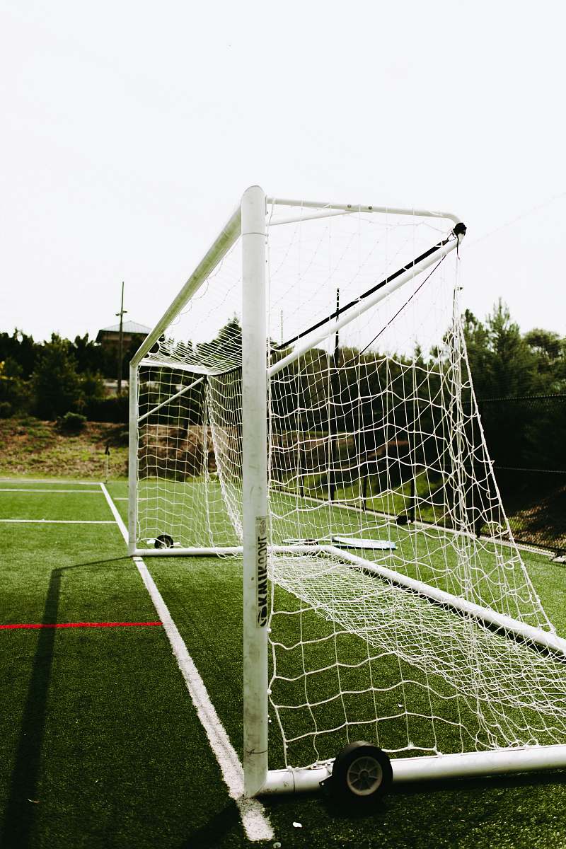 football white goalie net with red line team sport
