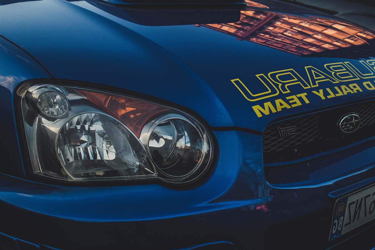 car blue Subaru car automobile