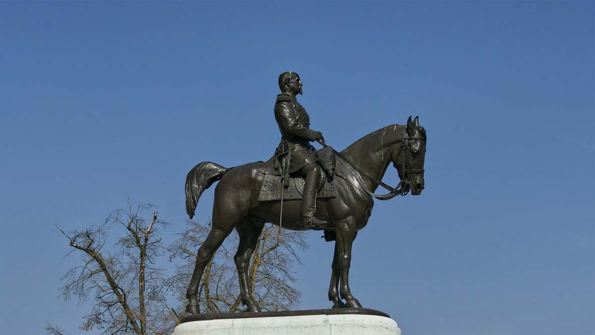 mammal man riding horse statue horse
