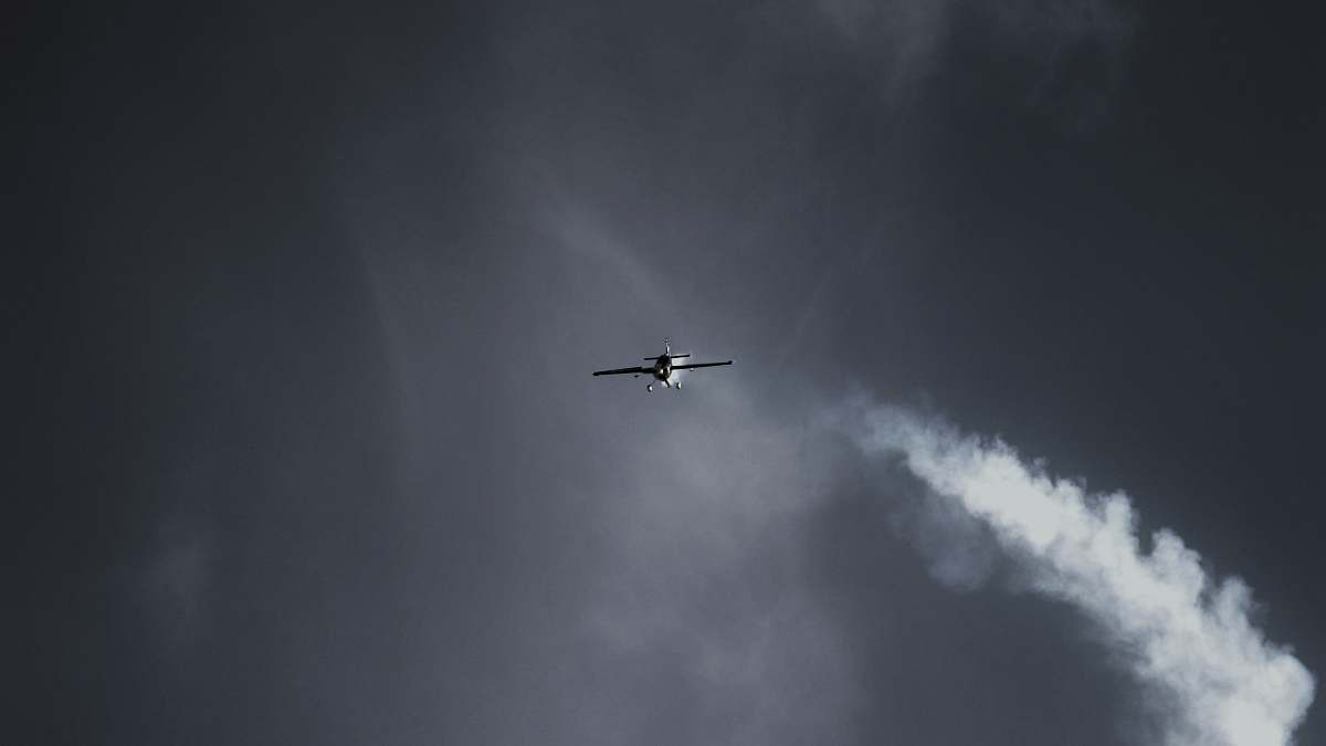 bird monoplane on mid air flying