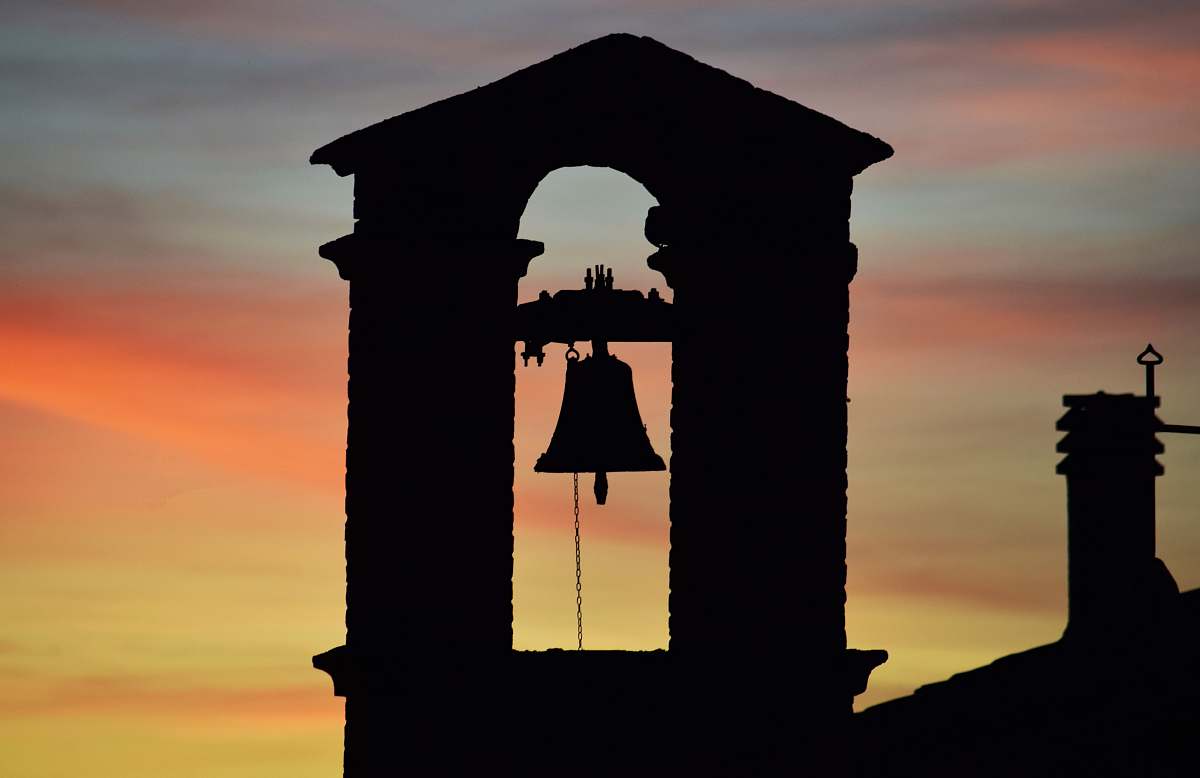 tower silhouette of church bell during sunset architecture