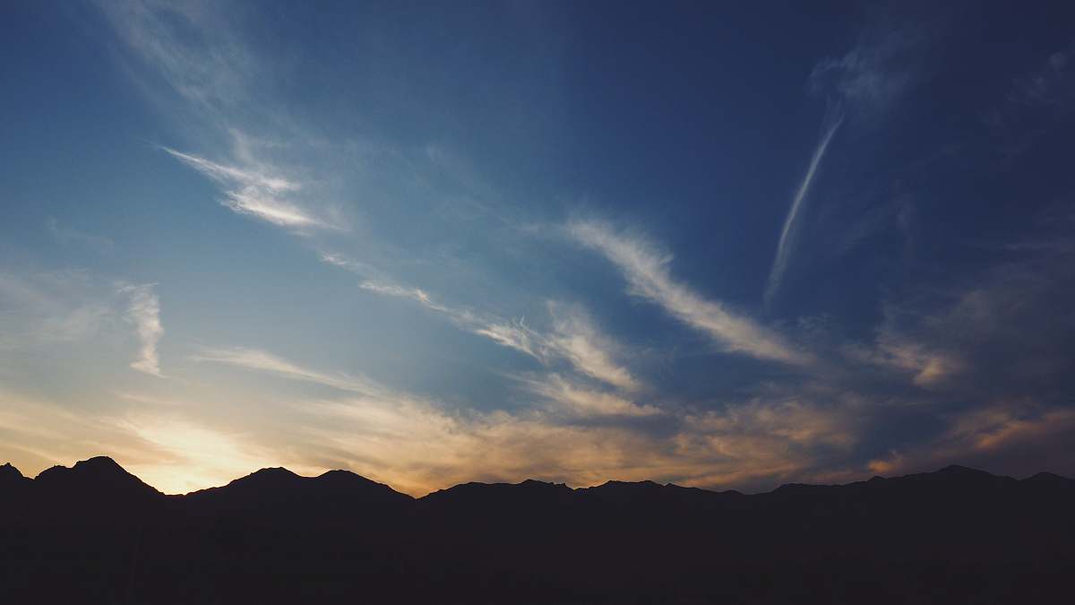 sky silhouette mountain range with golden time landscape