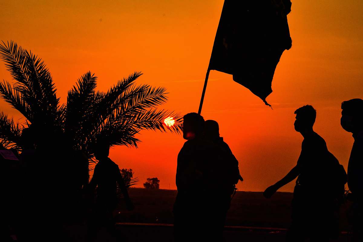 person silhouette of people walking near plant silhouette