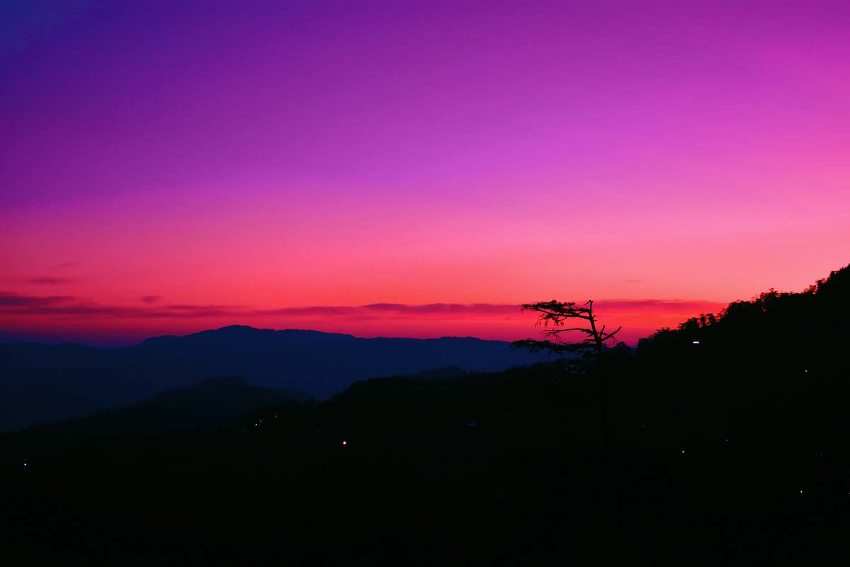outdoors silhouette of mountain dawn