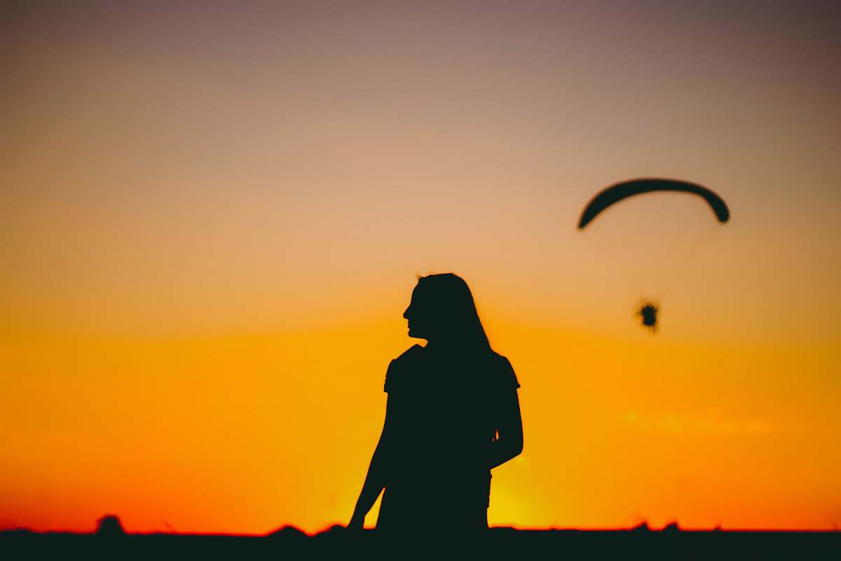 silhouette silhouette of woman orange