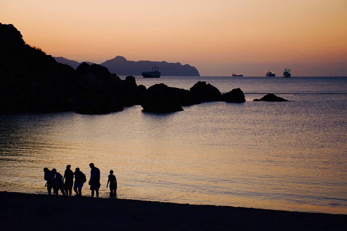 silhouette people on beach human